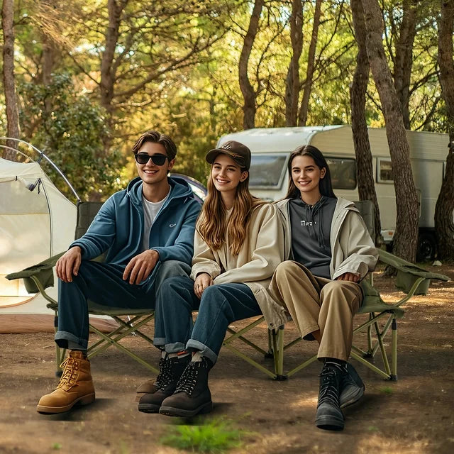 3 Person Foldable Camping Chair with 2 Cup Holders, Green