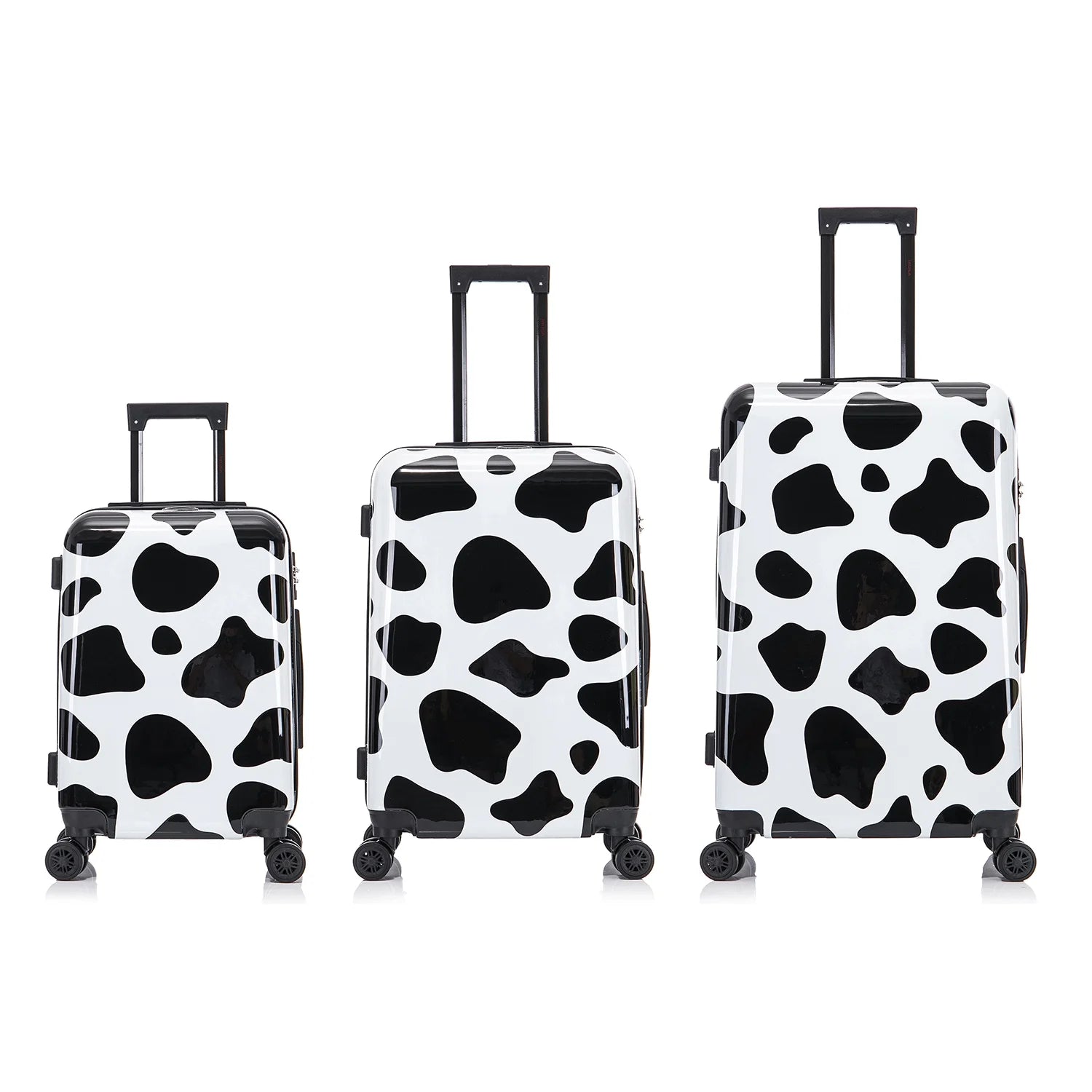 Print 2-Piece Hardside Luggage Sets with Spinner Wheels, Handle, Trolley, (20"/24") Cow