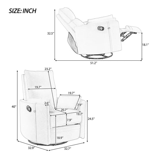 360 Degree Swivel Recliner Theater Recliner Manual Rocker Recliner