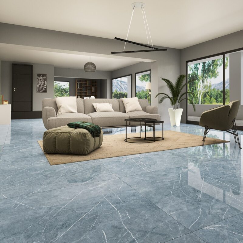 Theater Blue High Polished Rectified Porcelain Tile - Set of 6