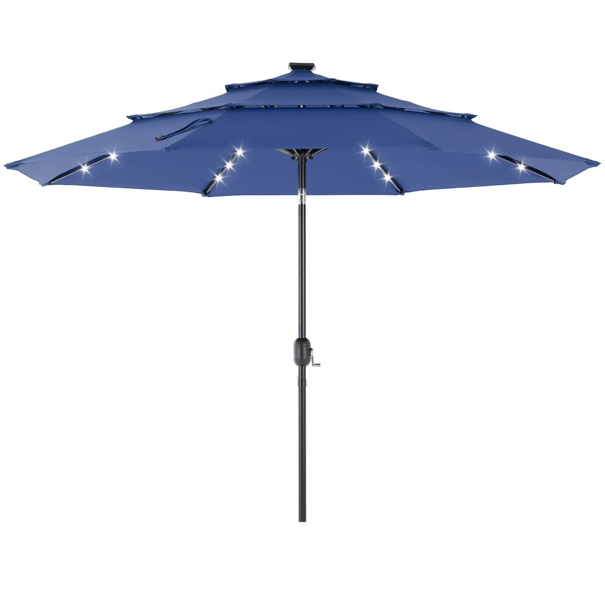 3-Tier Patio Umbrella with Tilt Adjustment Outdoor Market Umbrella Navy Blue