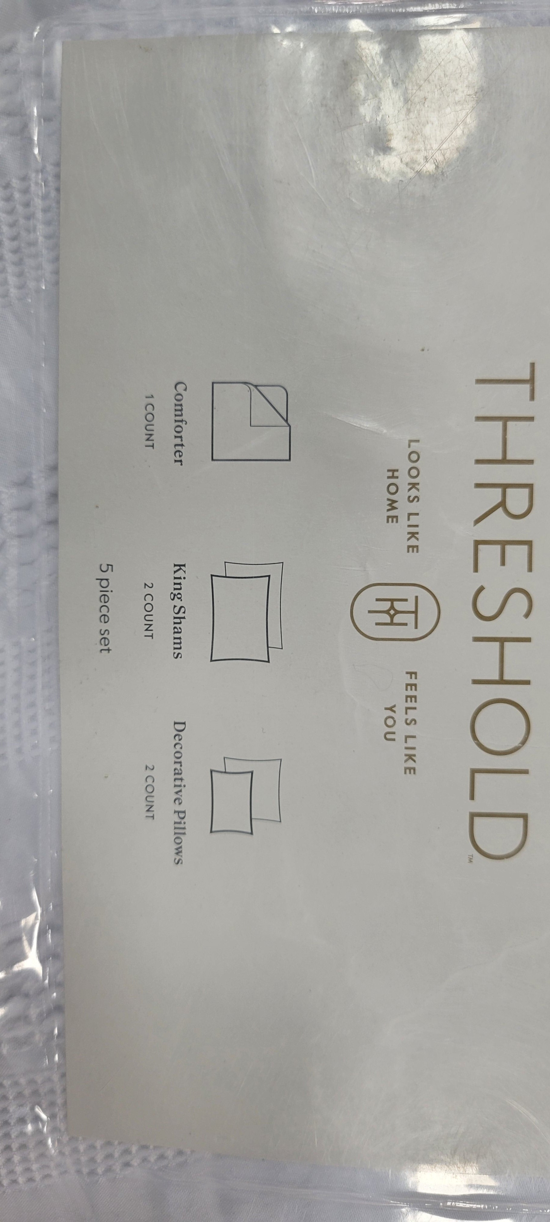 White Waffle Stripe Comforter Set King 4-Piece