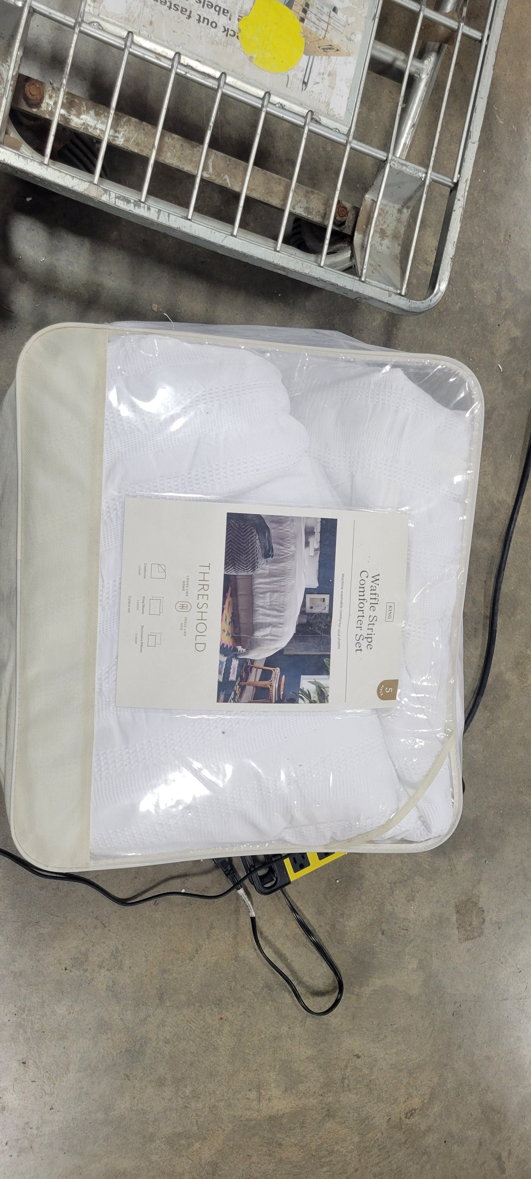 White Waffle Stripe Comforter Set King 4-Piece