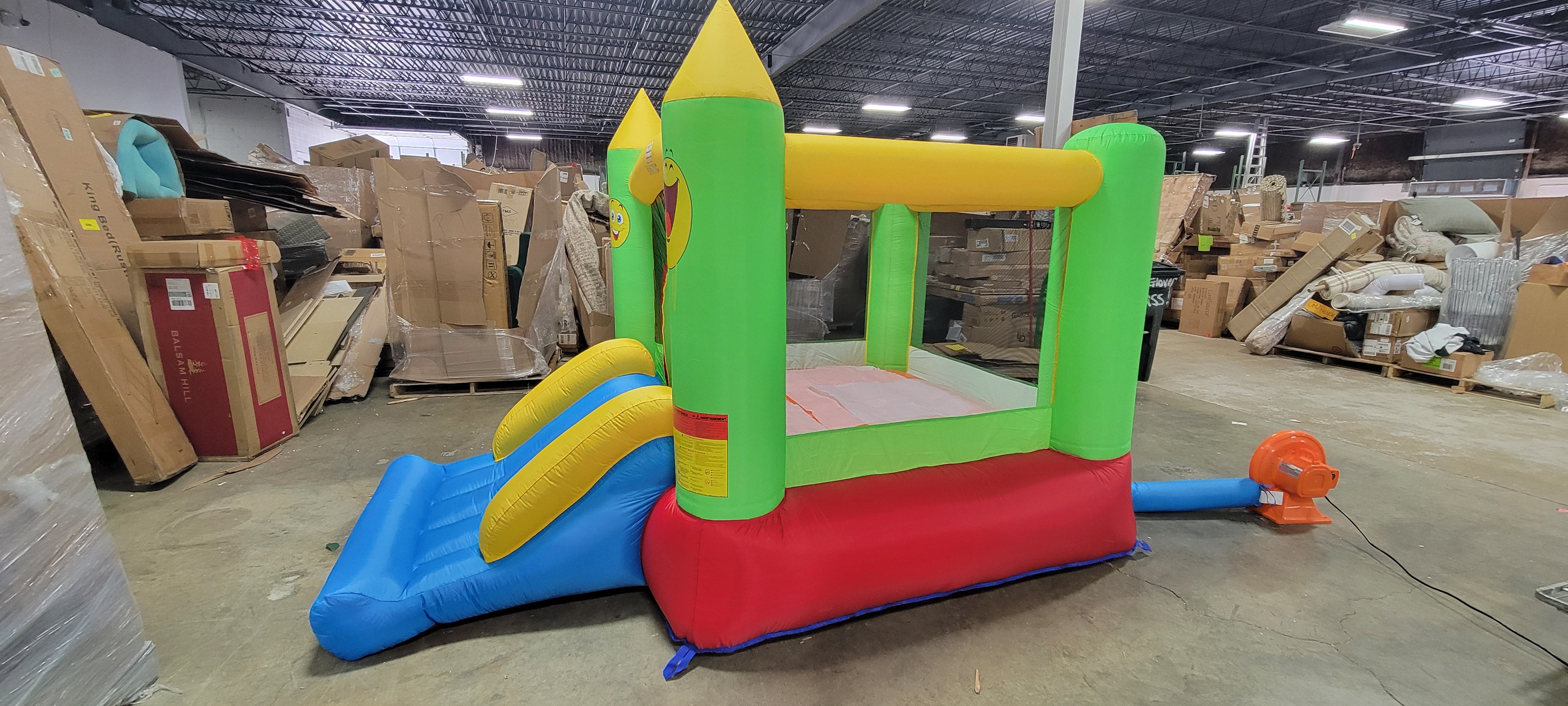 Inflatable Bounce House with Blower, Slide, Jumping Area & Basketball Hoop