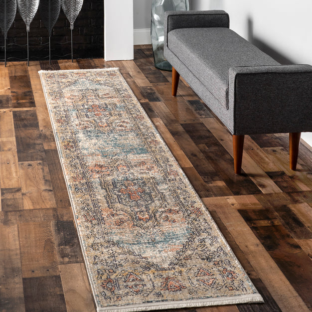 Marley Traditional Medallion Fringe Area Rug 2'x8' Runner
