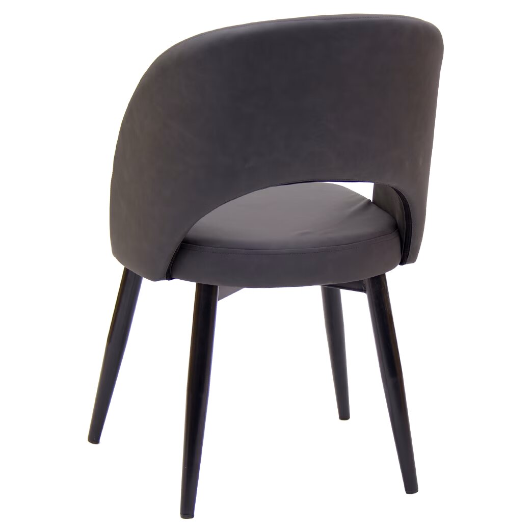 Dark Grey Vinyl Lounge Chair with Black Metal Legs