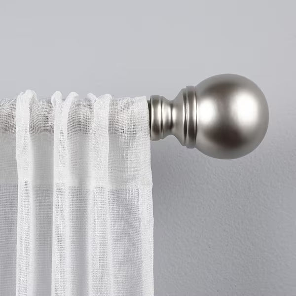 Sphere Single Curtain Rod Kit in Matte Silver with Finial