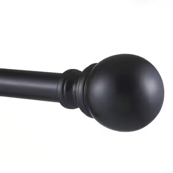 Sphere Single Curtain Rod Kit in Matte Black with Finial