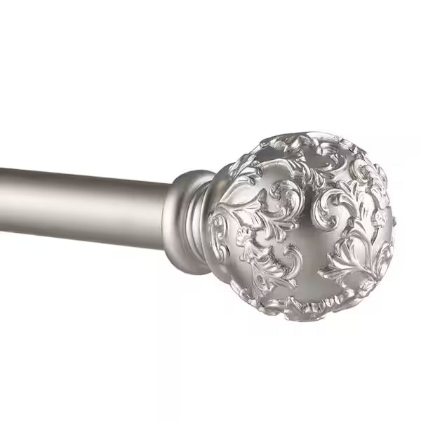 Vine Single Curtain Rod Kit in Matte Silver with Finial