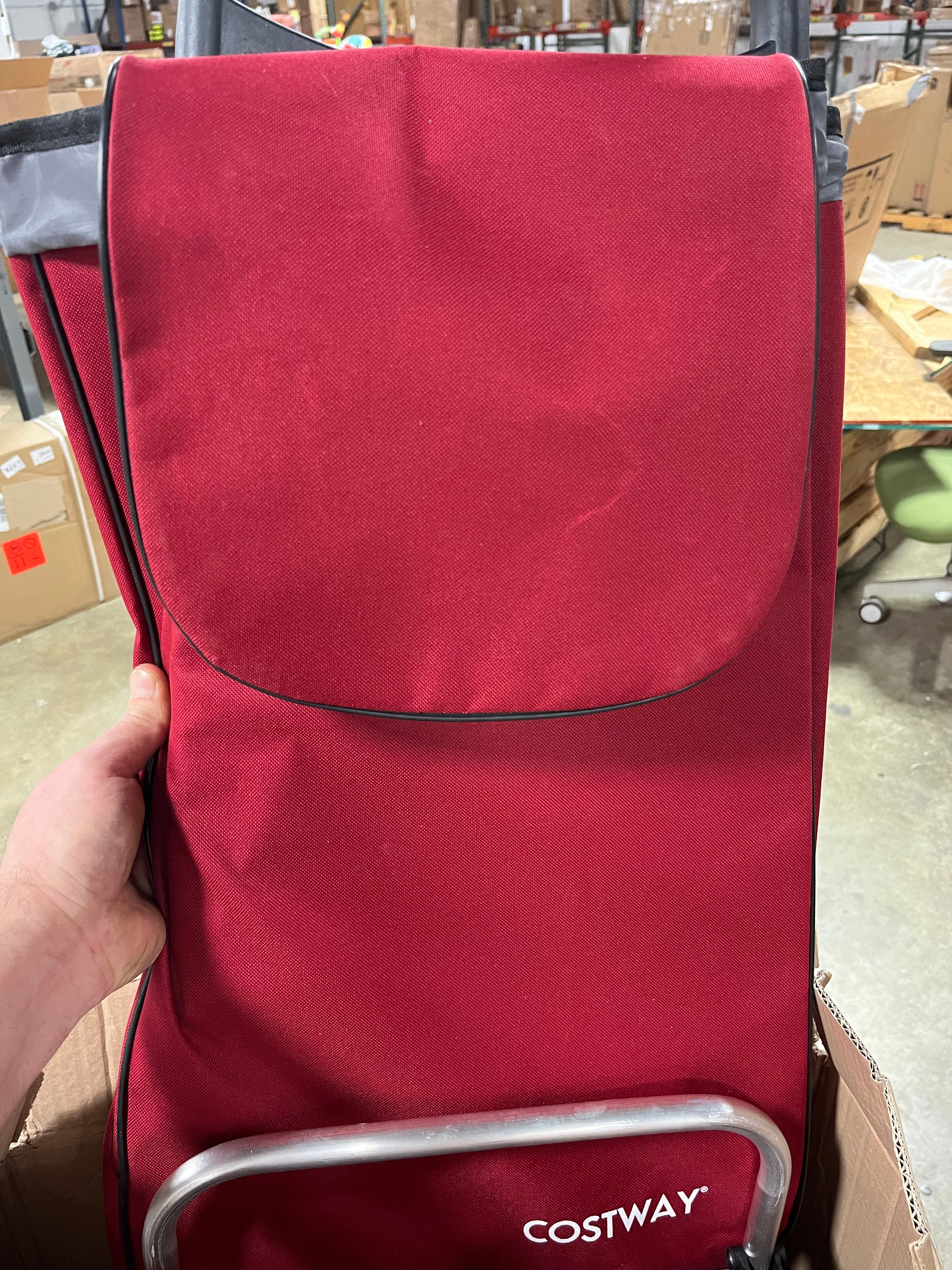 2-in-1 Red Portable Shopping Cart with  Removable Bag