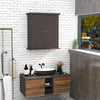 Bathroom Wall Cabinet with 2 Doors and Adjustable shelves - Brown