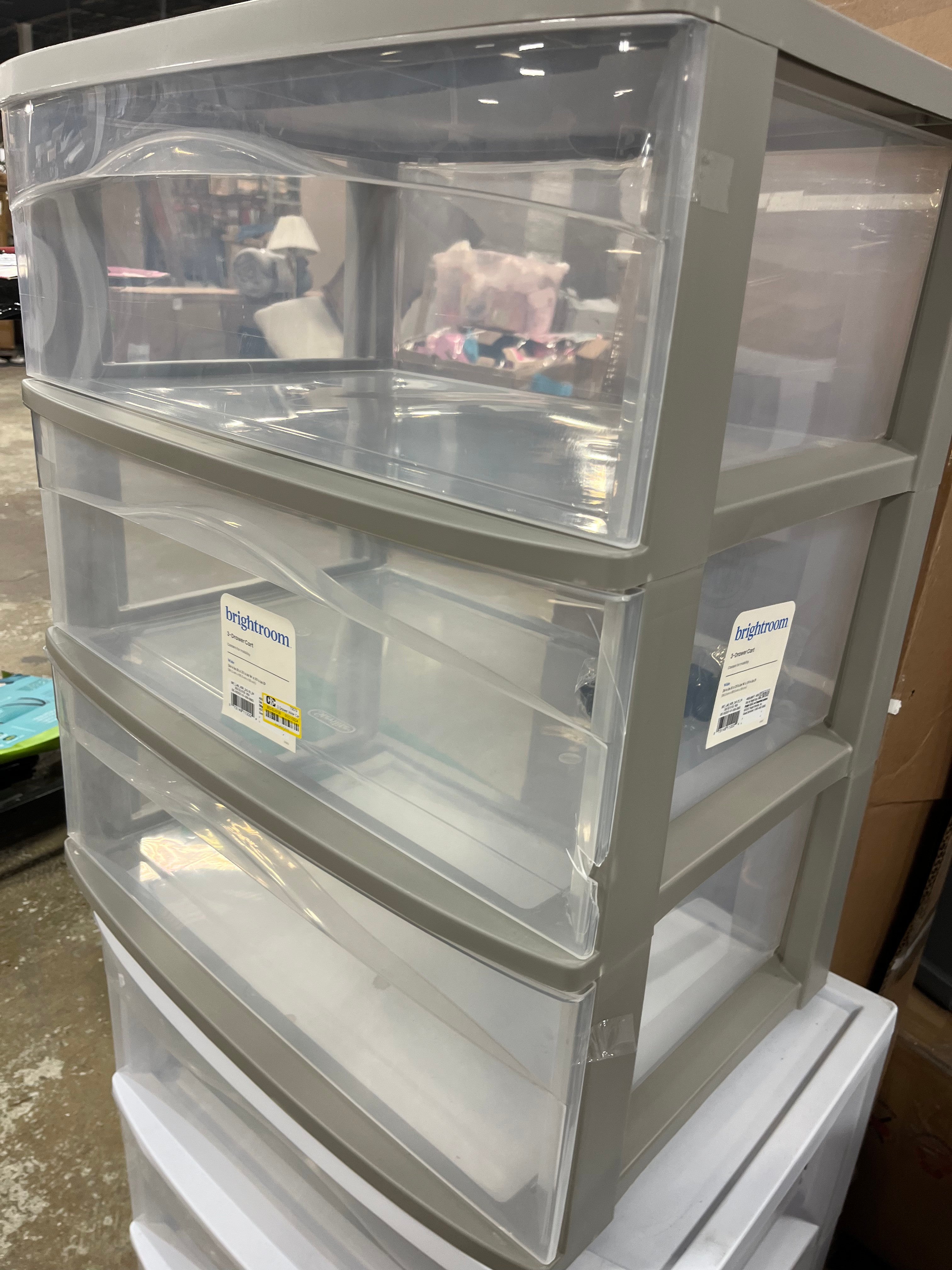 3 Drawer Wide Cart Tower Gray