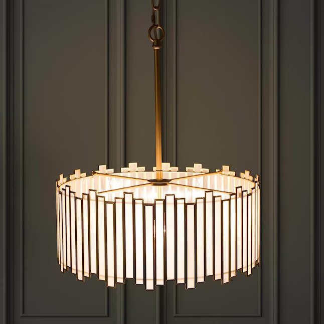 4-Light Gold Drum Chandelier Modern/Contemporary LED Dry rated Chandelier