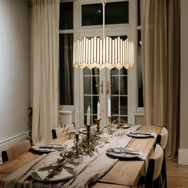 4-Light Gold Drum Chandelier Modern/Contemporary LED Dry rated Chandelier