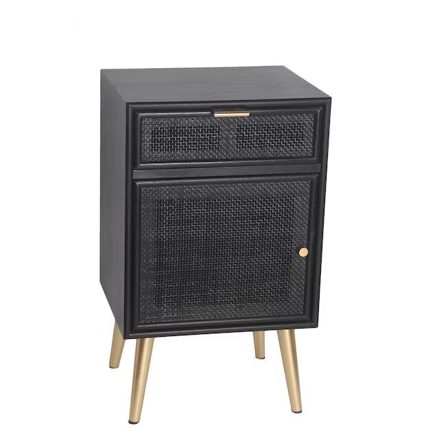 Benzara Accent Chest with 1 Door Cabinet and 1 Drawer, Black