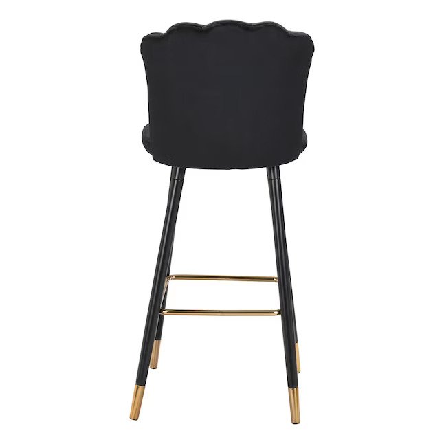 Black Bar height Upholstered Metal Bar Stool with Back
