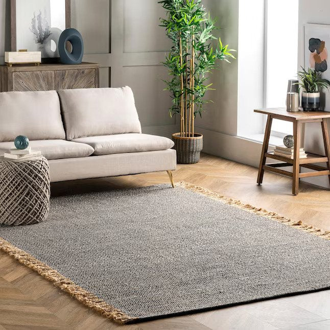 5 x 8 Jute Dark Gray Indoor Solid Area Rug