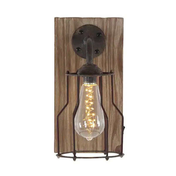 11 in. Brown Metal Battery Operated Geometric Accent Lamp with Included Fixed LED Light, (Set of 2)