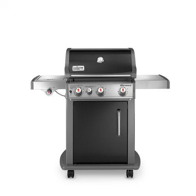 Black Porcelain-enamel 3-Burner Liquid Propane Gas Grill with 1 Side Burner