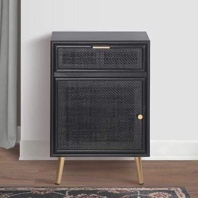 Benzara Accent Chest with 1 Door Cabinet and 1 Drawer, Black