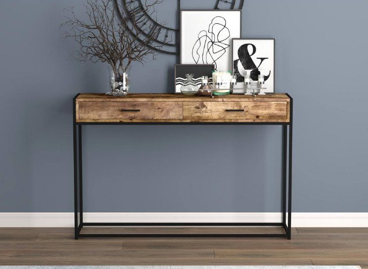 Safdie and Co. Reclaimed Wood Rectangle Wood Console Table with Drawers