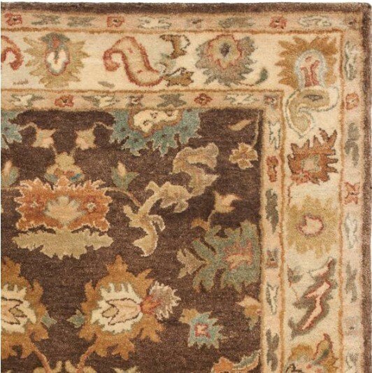 Bergama Brown/Ivory 4 ft. x 6 ft. Border Area Rug