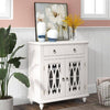 White Wood Accent Buffet Sideboard Storage Cabinet with Doors and Adjustable Shelf