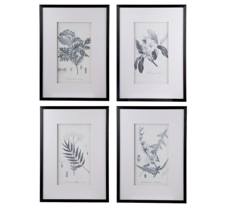 4-Piece Botanical Fake Pencil Wall Art