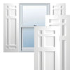SET OF 2 True Fit PVC San Juan Capistrano Mission Style Fixed Mount Shutters (final cut, no further discounts)