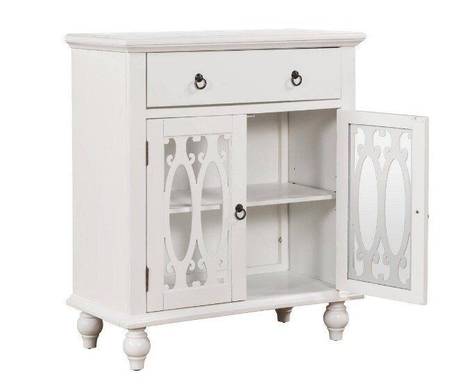 White Wood Accent Buffet Sideboard Storage Cabinet with Doors and Adjustable Shelf