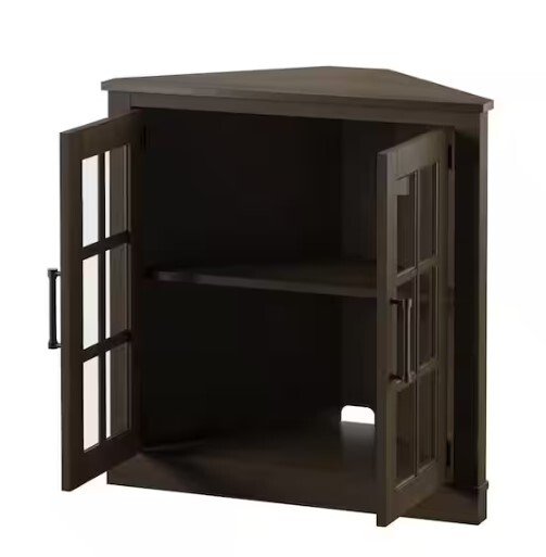 Stanton Birch Corner Accent Cabinet with Double Glass Doors