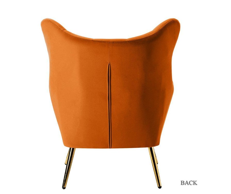 Jacob Orange Tufted Accent Wingback Chair with Golden Base