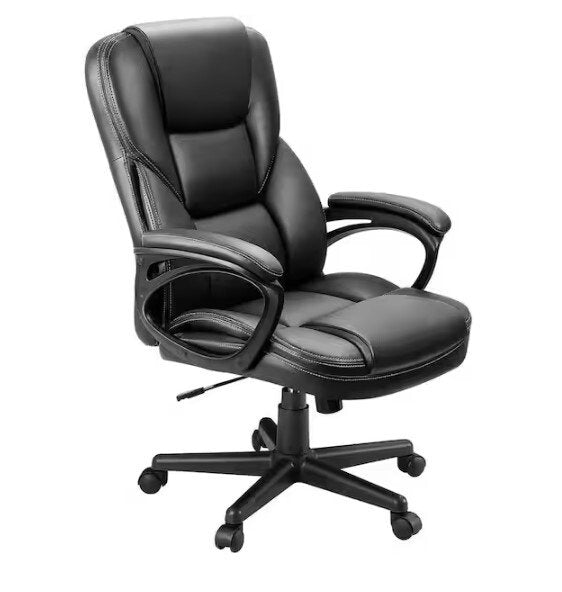 Big and Tall Black Leather High Back Executive Chair with Swivel Seat
