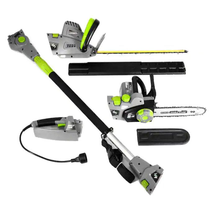 7 Amp Electric Chainsaw and 4.5 Amp Hedge Trimmer with Pole Attachment (4-Tools in-1)