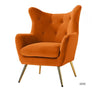 Jacob Orange Tufted Accent Wingback Chair with Golden Base