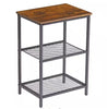 End Side Tables, Rectangle Wood Nightstand with 3-Tier Storage Shelf for Living Room Kitchen Hallway , Brown