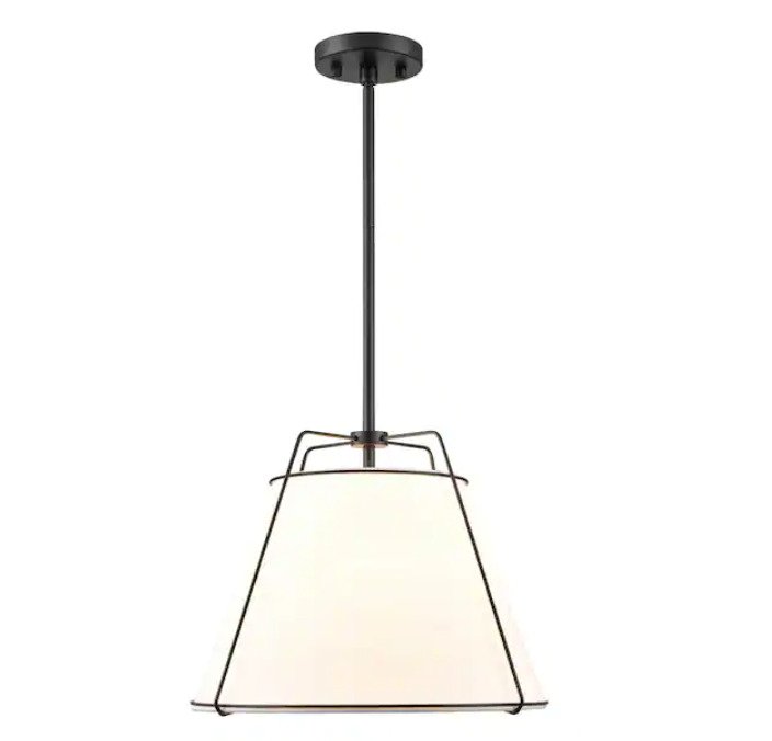 SET OF 2 Lise 1-Light Black Chandelier with Fabric Shade, 2 boxes