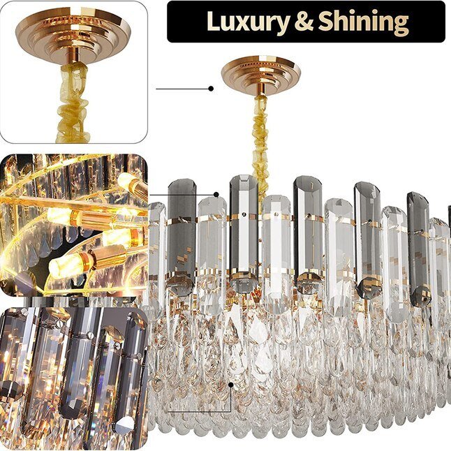 8- CRYSTAL 10-Light Clear Modern/Contemporary LED Dry rated Chandelier, final cut