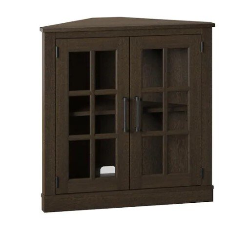 Stanton Birch Corner Accent Cabinet with Double Glass Doors