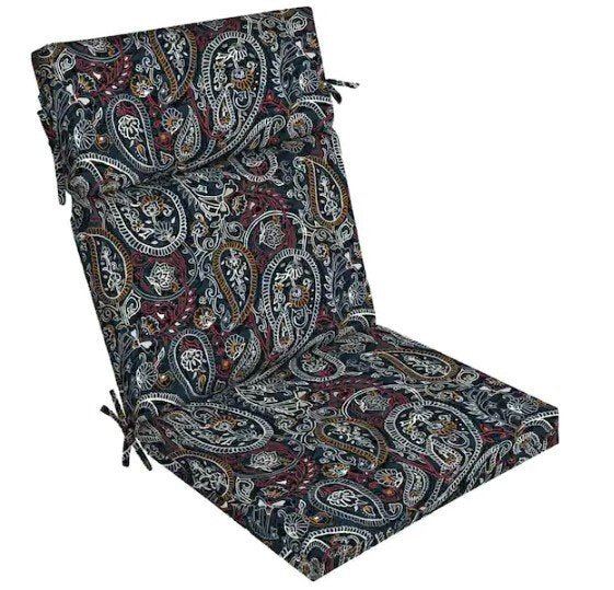 Outdoor Dining Chair Cushion in Navy Palmira Paisley