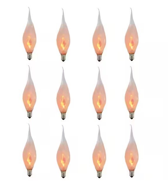 3-Watt CA5 Silicone Dimmable (E12) Candelabra Screw Base Warm White Light Incandescent Light Bulb, 2700K (12-Pack)