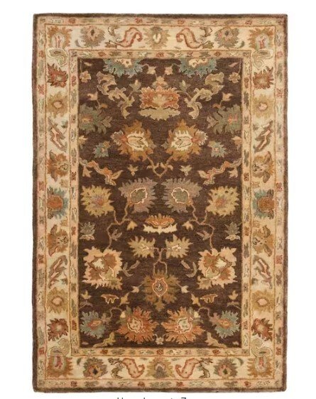 Bergama Brown/Ivory 4 ft. x 6 ft. Border Area Rug