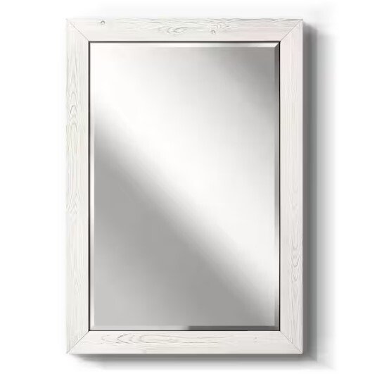 29x41  Framed Rectangle Beveled Edge Wood Mirror in Rustic White