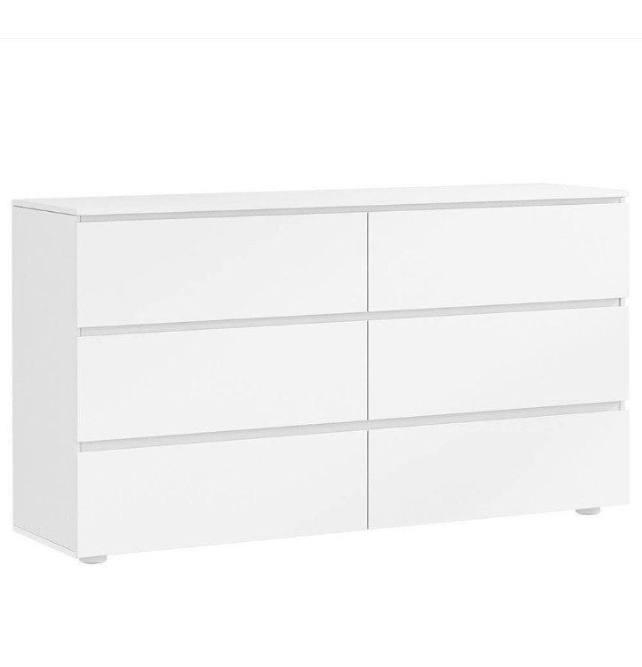 6-Drawers White Wood Chest of Drawer Accent Storage Cabinet Organizer