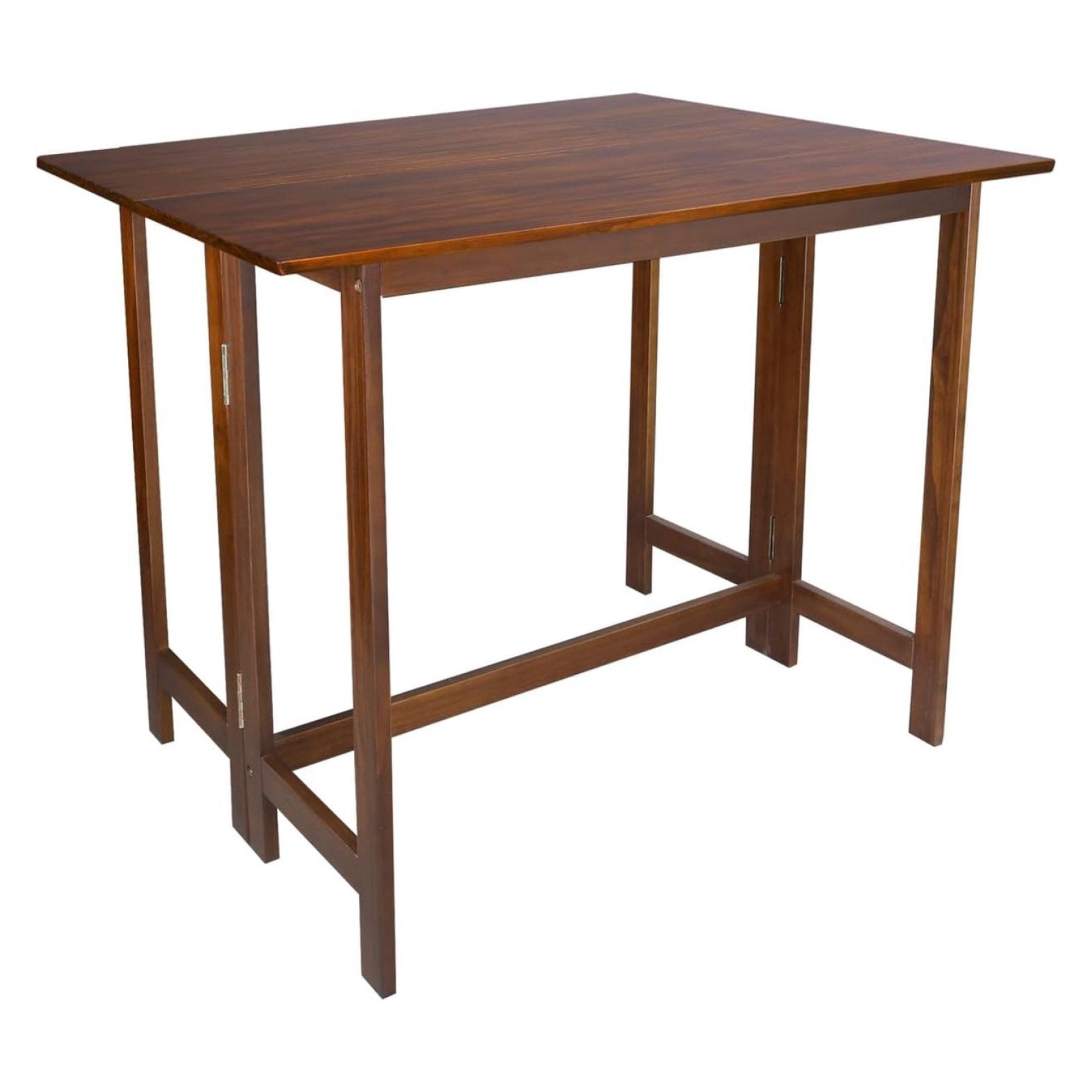 Solid Wood Folding Convertible Dining Console Table, Warm Brown