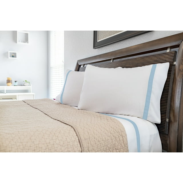 100% Cotton 200 Thread Count Sheet Set, Twin, Blue, 3-Pieces