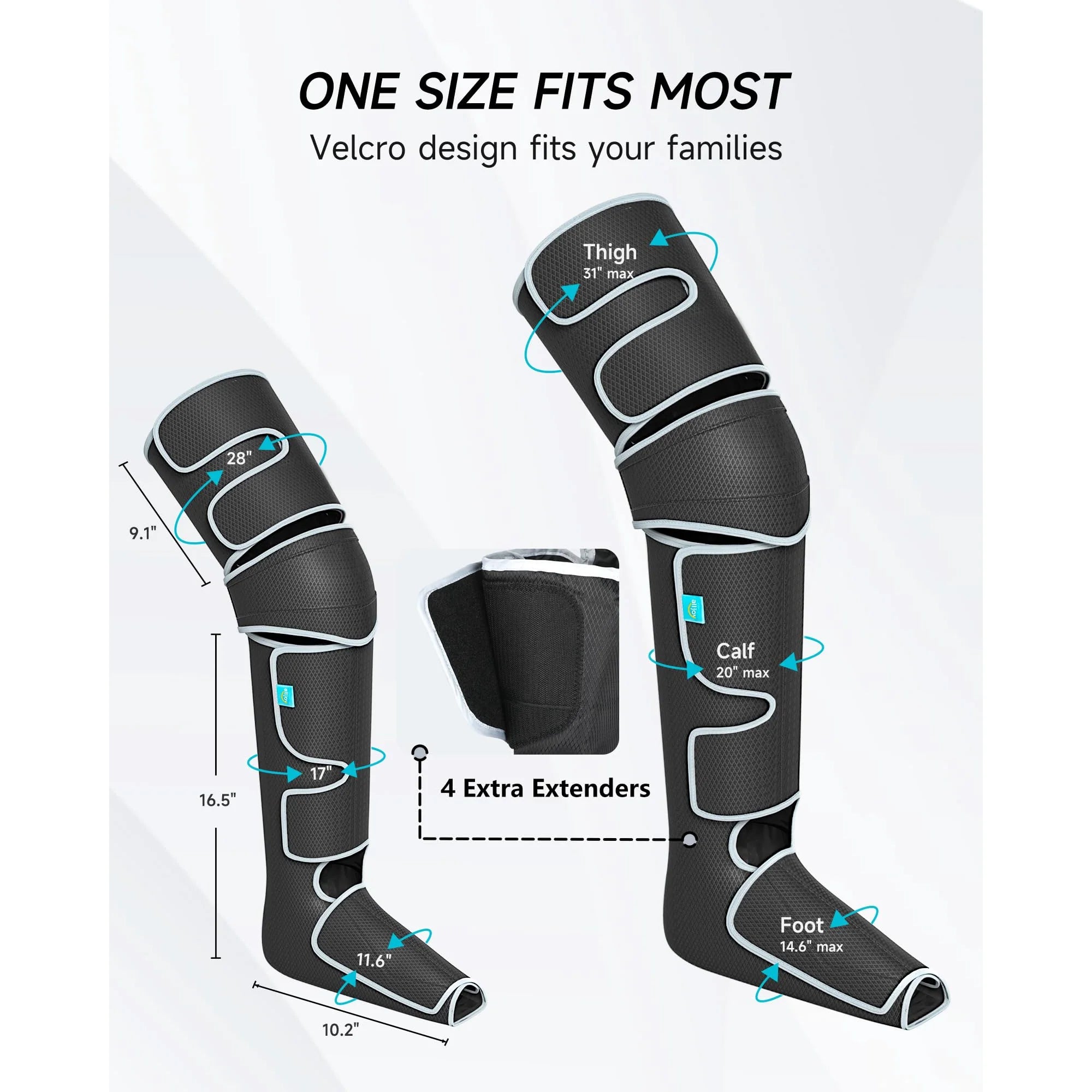 Leg Compression Massager for Circulation, Vericose Veins, Muscle Fatigue, Cramps, 2 Heat Levels Foot/Knee Massager