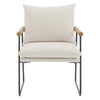 Dutton Armchair in Ivory Fabric with Natural Arms and Black Sled Base