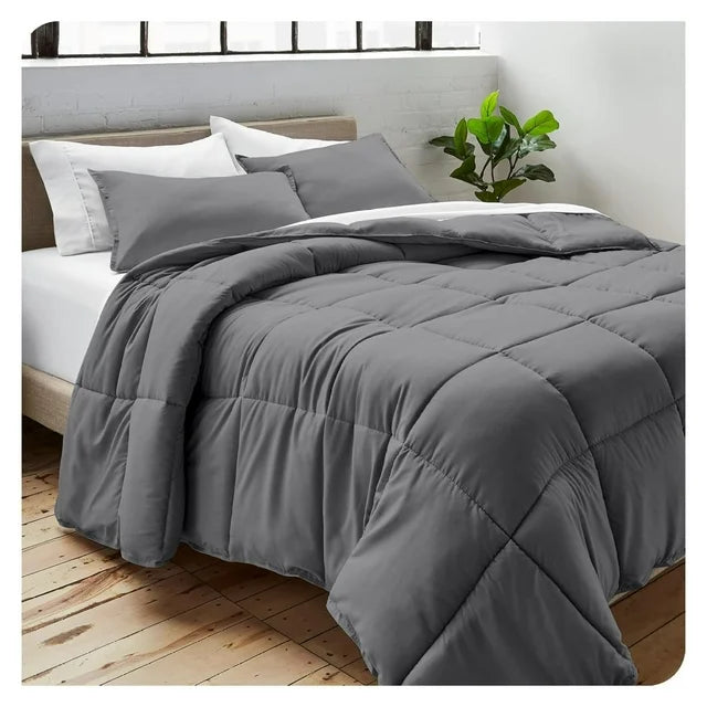 Duvet Insert Comforter - Goose Down Alternative - Ultra-Soft - Premium Series - All Season Warmth - Bedding Comforter (Full, Grey)