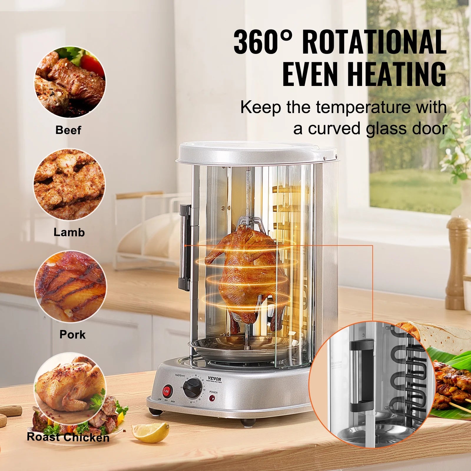 Shawarma Grill Machine, Vertical Chicken Cooker Countertop